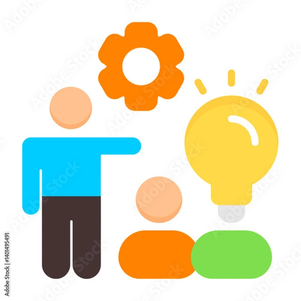 Fototapeta All In Teamwork Flat Flat Icon