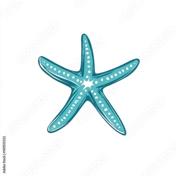 Obraz Turquoise starfish, outlined graphic