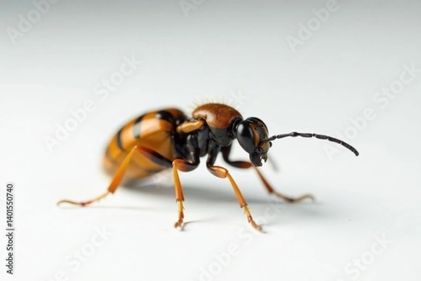 Fototapeta Close-up of single insect on plain white background, photography, flying, background