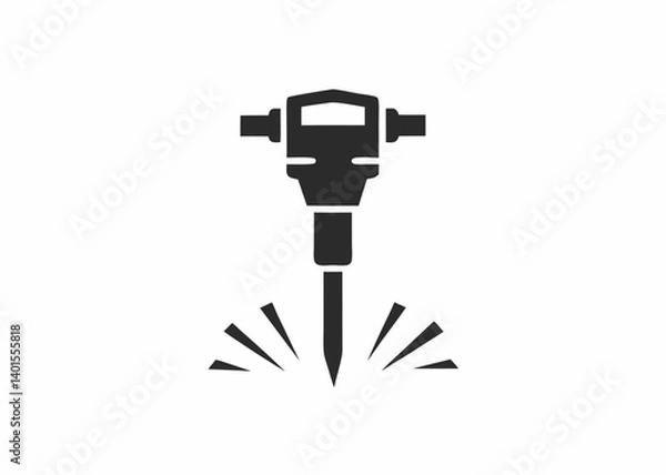 Fototapeta Industrial Power: A monochrome image of a jackhammer in action, effortlessly breaking through a surface, illustrating the essence of raw industrial strength.