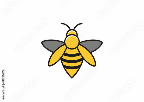 Fototapeta Bee Icon: A simple, eye-catching, graphic of a bee. Perfect for illustrating the essence of nature's dedicated pollinator.