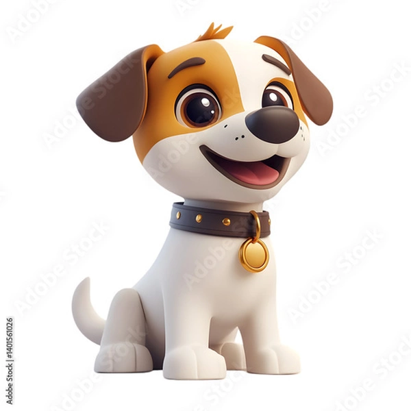 Fototapeta 3D dog icon isolated on transparent background featuring a cute and realistic pet design perfect for animal