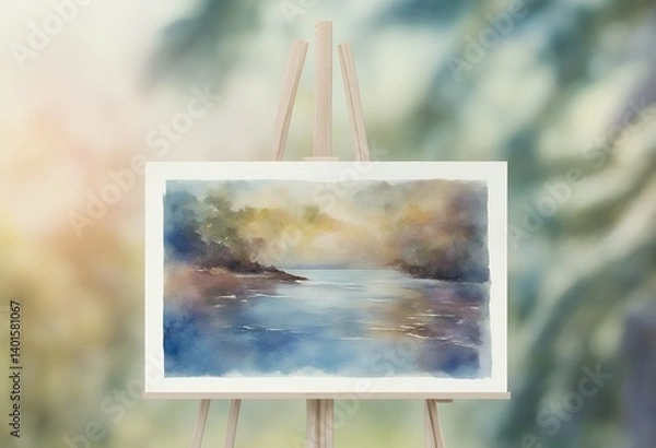 Fototapeta concept element design summer stroke breeze watercolour brush painting background paper ink texture colourful illustration watercolor graphic blue template bright textured hand ocean grunge frame