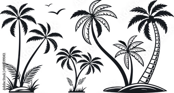 Fototapeta Tropical Palm Tree Vector Illustration – Summer Beach Silhouette Design