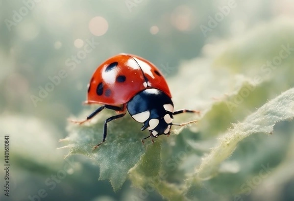 Obraz cute ladybug watercolor red bugs insect illustration design small object graphic invitation garden flight beetle character background animal bug bright summer wild biology nature macro hand-drawn