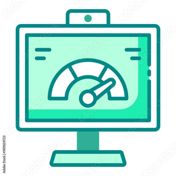 Obraz Performance monitoring dashboard green filled line icon