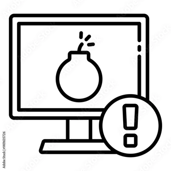 Obraz Bomb cyber threat outline icon indicating malware attack