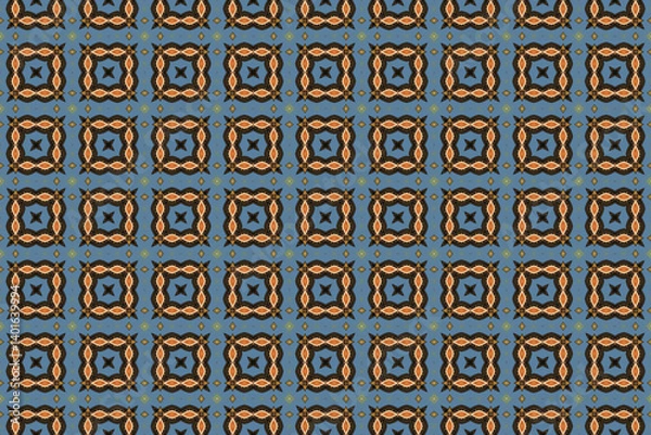 Fototapeta Seamless Symmetric Geometric Decoration Cloth Design Perspective Texture Template Fabric Background Digital Interior Textile Fashion Visual Endless Luxury Graphic Wallpaper Shape Tile Art Pattern.