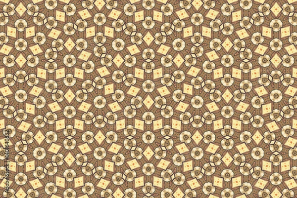 Fototapeta Seamless Symmetric Geometric Decoration Cloth Design Perspective Texture Template Fabric Background Digital Interior Textile Fashion Visual Endless Luxury Graphic Wallpaper Shape Tile Art Pattern.