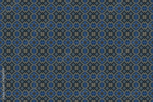 Fototapeta Seamless Symmetric Geometric Decoration Cloth Design Perspective Texture Template Fabric Background Digital Interior Textile Fashion Visual Endless Luxury Graphic Wallpaper Shape Tile Art Pattern.