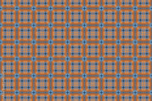 Fototapeta Seamless Symmetric Geometric Decoration Cloth Design Perspective Texture Template Fabric Background Digital Interior Textile Fashion Visual Endless Luxury Graphic Wallpaper Shape Tile Art Pattern.
