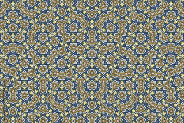 Fototapeta Seamless Symmetric Geometric Decoration Cloth Design Perspective Texture Template Fabric Background Digital Interior Textile Fashion Visual Endless Luxury Graphic Wallpaper Shape Tile Art Pattern.