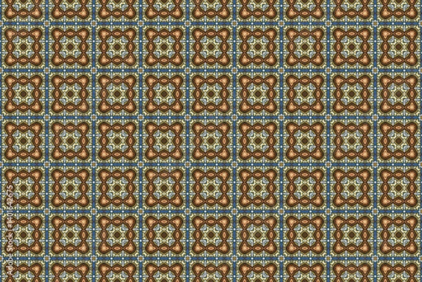 Fototapeta Seamless Symmetric Geometric Decoration Cloth Design Perspective Texture Template Fabric Background Digital Interior Textile Fashion Visual Endless Luxury Graphic Wallpaper Shape Tile Art Pattern.