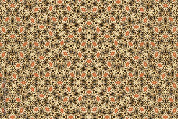 Fototapeta Seamless Symmetric Geometric Decoration Cloth Design Perspective Texture Template Fabric Background Digital Interior Textile Fashion Visual Endless Luxury Graphic Wallpaper Shape Tile Art Pattern.