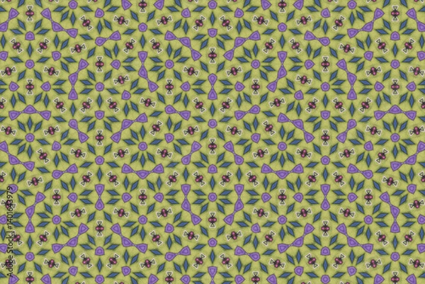 Fototapeta Seamless Cloth Digital Texture Decoration Textile Visual Fabric Symmetric Endless Tile Shape Fashion Perspective Luxury Design Interior Background Geometric Art Wallpaper Graphic Template Pattern.
