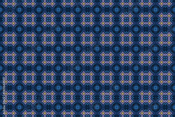 Fototapeta Seamless Symmetric Geometric Decoration Cloth Design Perspective Texture Template Fabric Background Digital Interior Textile Fashion Visual Endless Luxury Graphic Wallpaper Shape Tile Art Pattern.