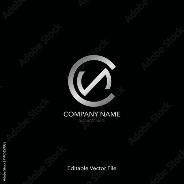 Fototapeta Modern CN or NC Monogram Logo Design Template. Sleek professional monogram icon combined the letters C and N, metallic silver circular logo. Elegant silver logo monogram. CN logo business template.