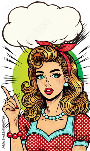 Fototapeta "Colorful Pop Art Illustration with Thought Bubble and Contemplation Theme"