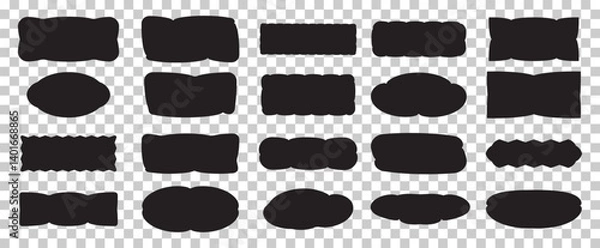 Obraz Collection of unique black silhouette shapes on transparent background