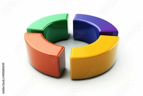 Fototapeta Colorful Donut Chart Segments Illustrating Data Analysis and Business Presentation