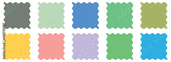 Obraz Set of frames with zigzag edge shapes. Set of jagged scallop and zigzag edges elements of vector illustration