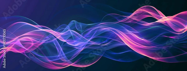 Fototapeta Lines, abstract and wave with flow for design with smoke for art with horizontal wallpaper. Creative, geometric and texture for background with colorful pattern for motion with swirl in illustration