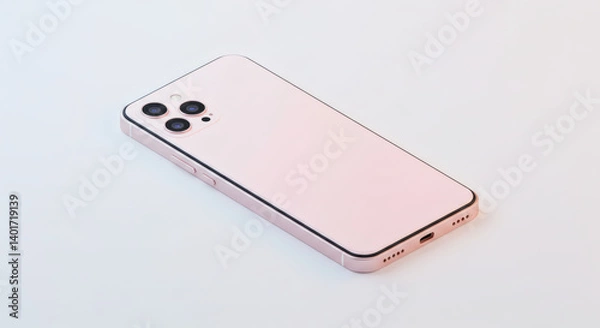 Fototapeta Minimalist digital illustration of a modern smartphone with triple camera design, representing technology, innovation, and connectivity.