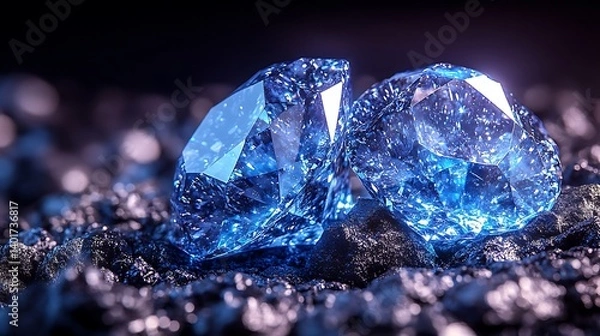 Fototapeta AI-augmented diamond mine, robotic sorters identifying gems via laser scans, conflict-free certification embedded in blockchain