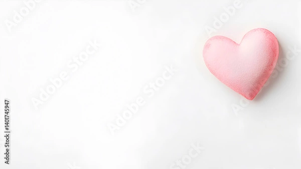 Fototapeta Pink heart shaped object on a clean white background symbolizing love and affection for romantic occasions and celebrations, perfect for Valentine's Day or wedding themes, love concept