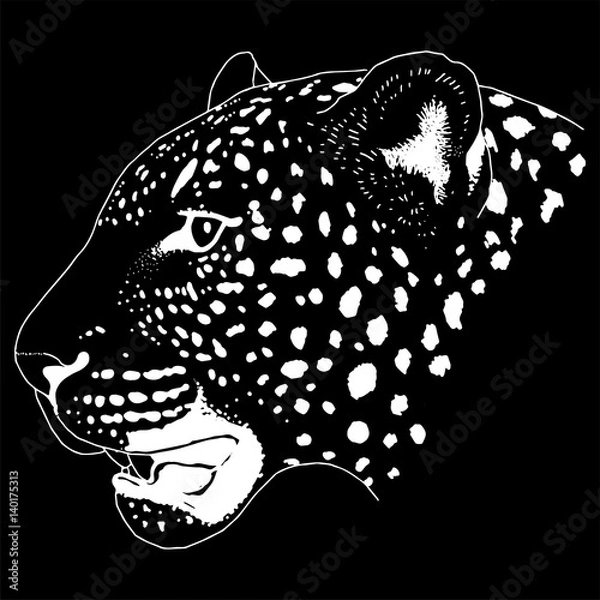 Obraz Leopard face tattoo ,Vector illustration, print
