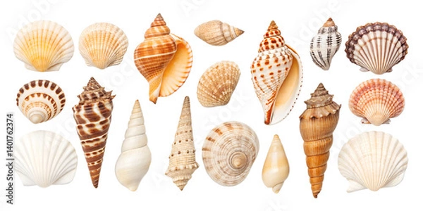 Fototapeta Shell collection isolated on transparent background