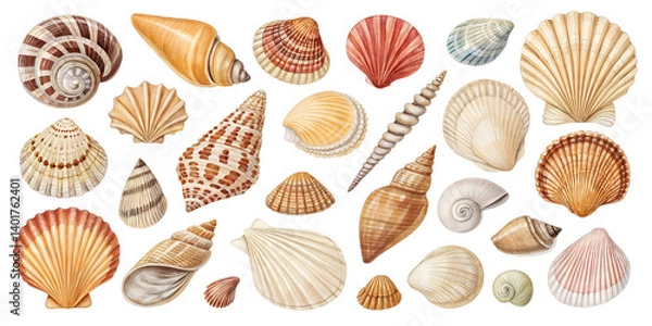 Obraz Shell collection isolated on transparent background