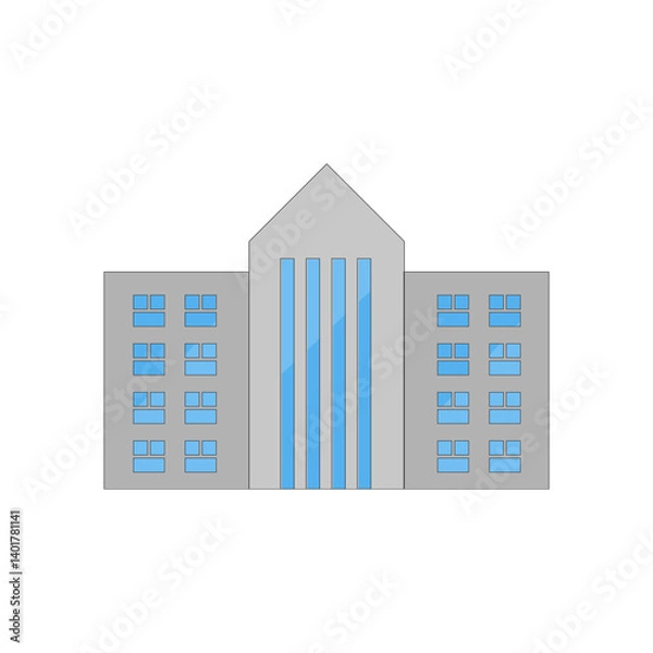 Obraz City building isolated on white background