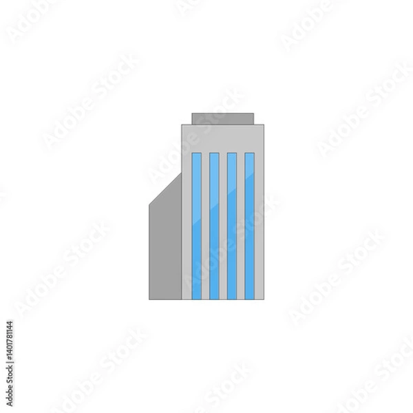 Obraz City building isolated on white background