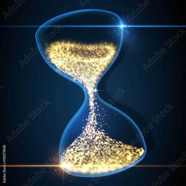 Fototapeta Hourglass, abstract magic sand clock wallpaper. Vector illustration.