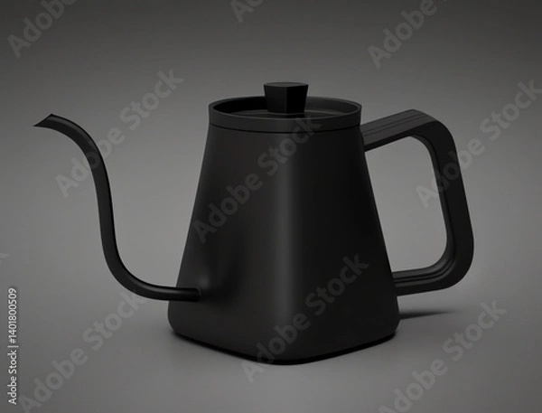 Fototapeta This modern black kettle features a sleek design and elegant handle, making it ideal for brewing tea or coffee in style. Perfect for kitchen and home decor.