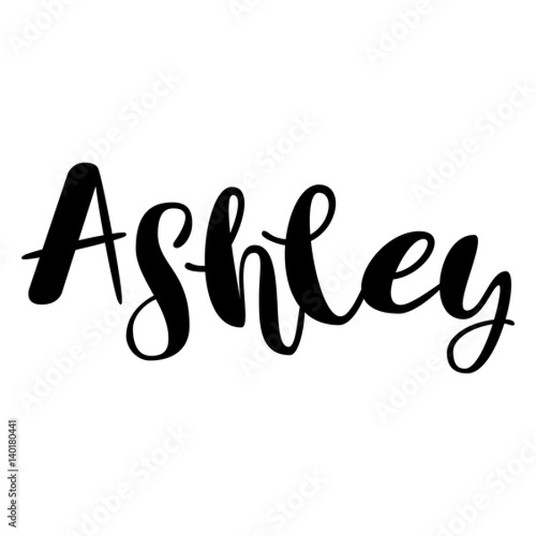 Obraz Female name - Ashley. Lettering design. Handwritten typography. Vector