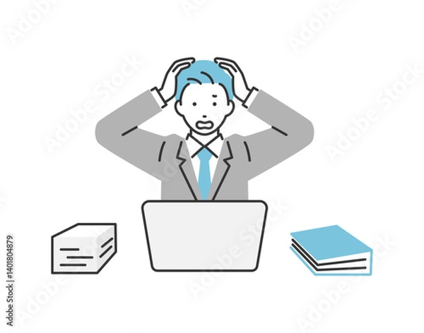 Fototapeta 仕事のトラブルで頭を抱えているビジネスマン