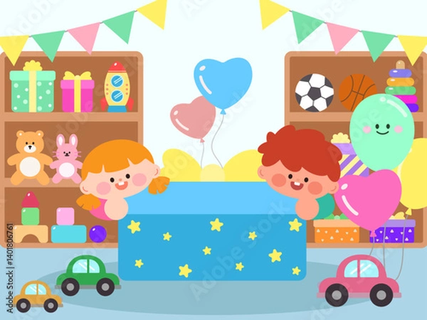 Obraz 귀여운 아이들이 신나하는 장난감 가게