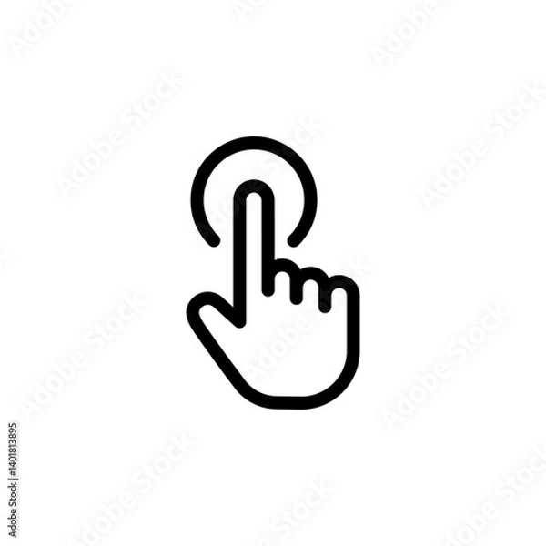 Obraz Hand with index finger touching or pressing a button. Ideal for web design, mobile apps, user interface elements