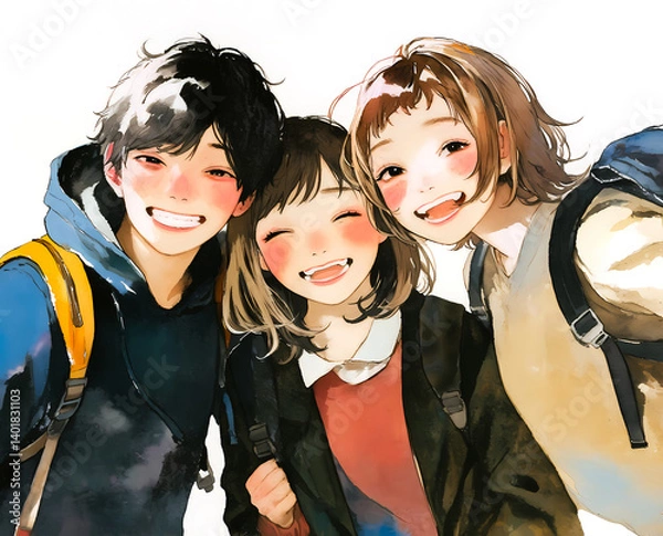 Obraz 仲良しの学生グループ