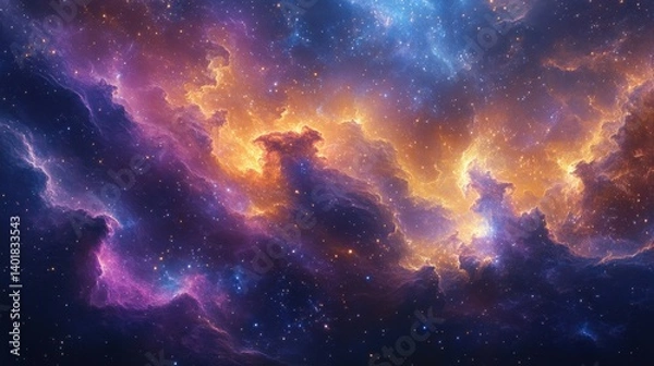 Fototapeta Vibrant Cosmic Clouds in a Mystical Universe Filled with Stars