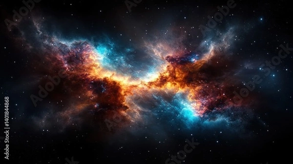 Fototapeta a cosmic nebula painted on a canvas of deep indigo