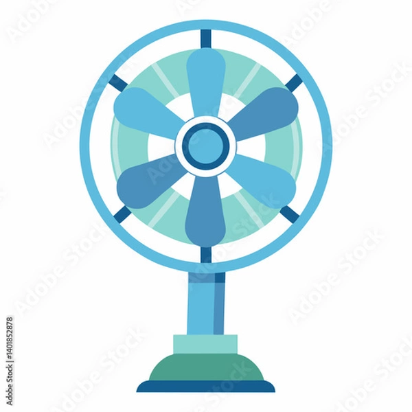 Fototapeta Stylish Blue Electric Fan Illustration For Cooling And Ventilation Design Element