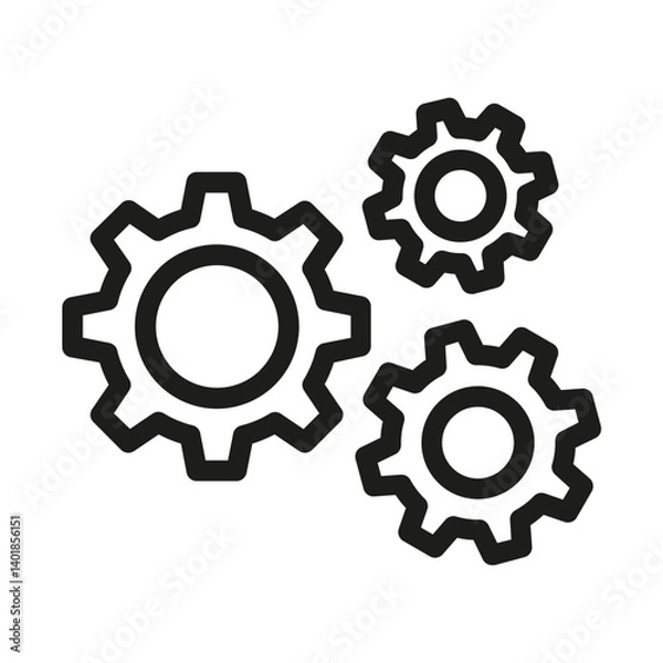 Obraz Three gears symbolizing system settings or configuration.