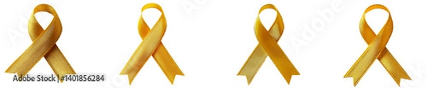 Fototapeta Group of Gold Ribbons Symbol Against Transparent Background for Causes, Awareness