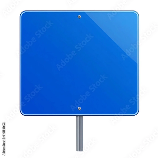 Obraz Transparent PNG available blank blue square road sign isolated on transparent background.