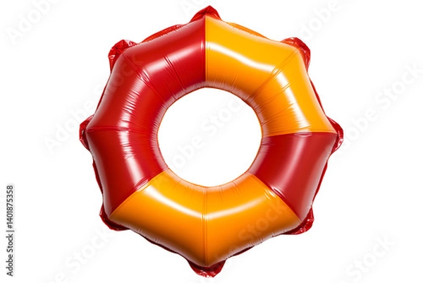 Obraz Bright red and orange inflatable swim ring with unique shape isolated on transparent background