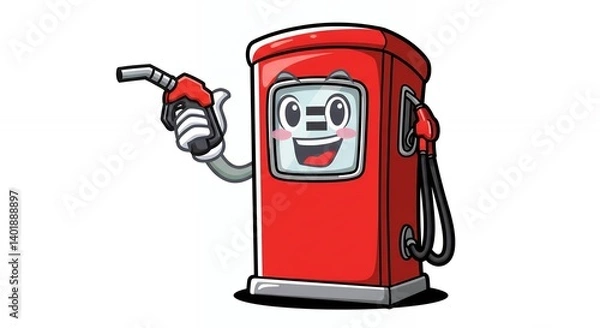 Obraz Cartoon gas pump illustration for commercial use