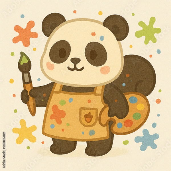 Obraz panda using painter suit